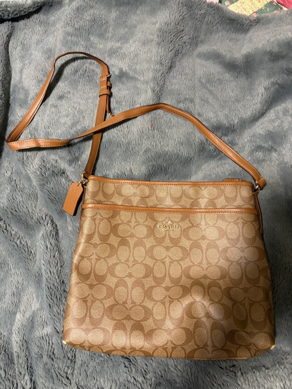 Coach Tan Signature Canvas Crossbody Bag